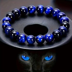 💎4/$20💎Dark Blue Tigers Eye Beaded Bracelet(6mm)